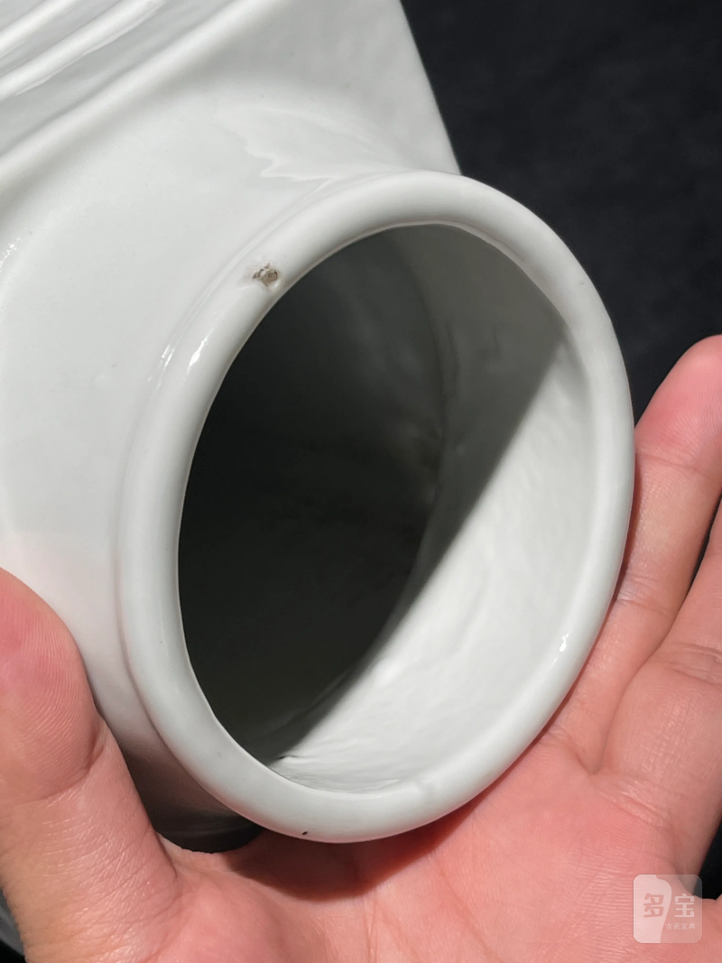 清中期 白釉八卦琮式瓶 - 图6